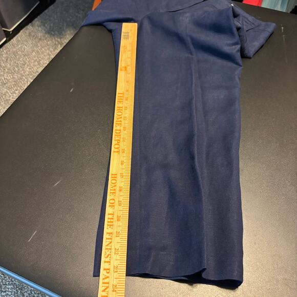 David N Navy Blue Linen Rayon Blend Crop Wide Leg Pant Size 8 Lined - Picture 5 of 6